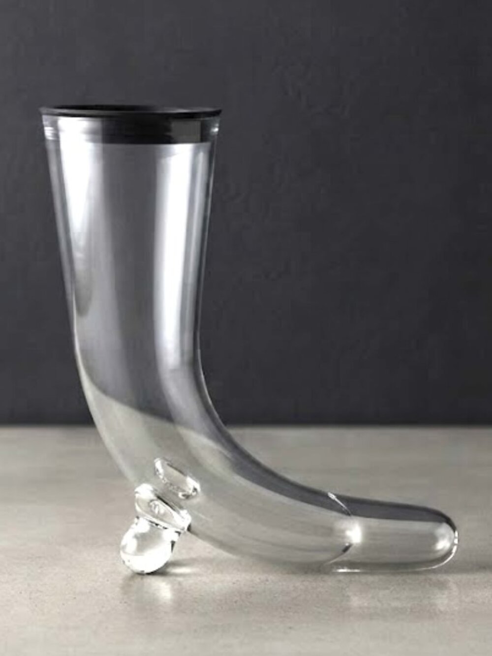 Vintage Handblown Clear Horn Drinking Glass Viking Romania Wedding Toast Heathen